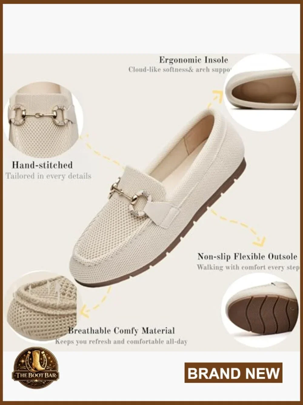 Women's Knit Slip-On Loafers with Memory Foam Arch Support & Breathable Mesh
